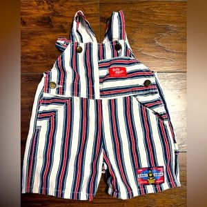 OshKosh B’Gosh Vintage Overalls Baby 6-9 Months White/Blue/Green/Red
